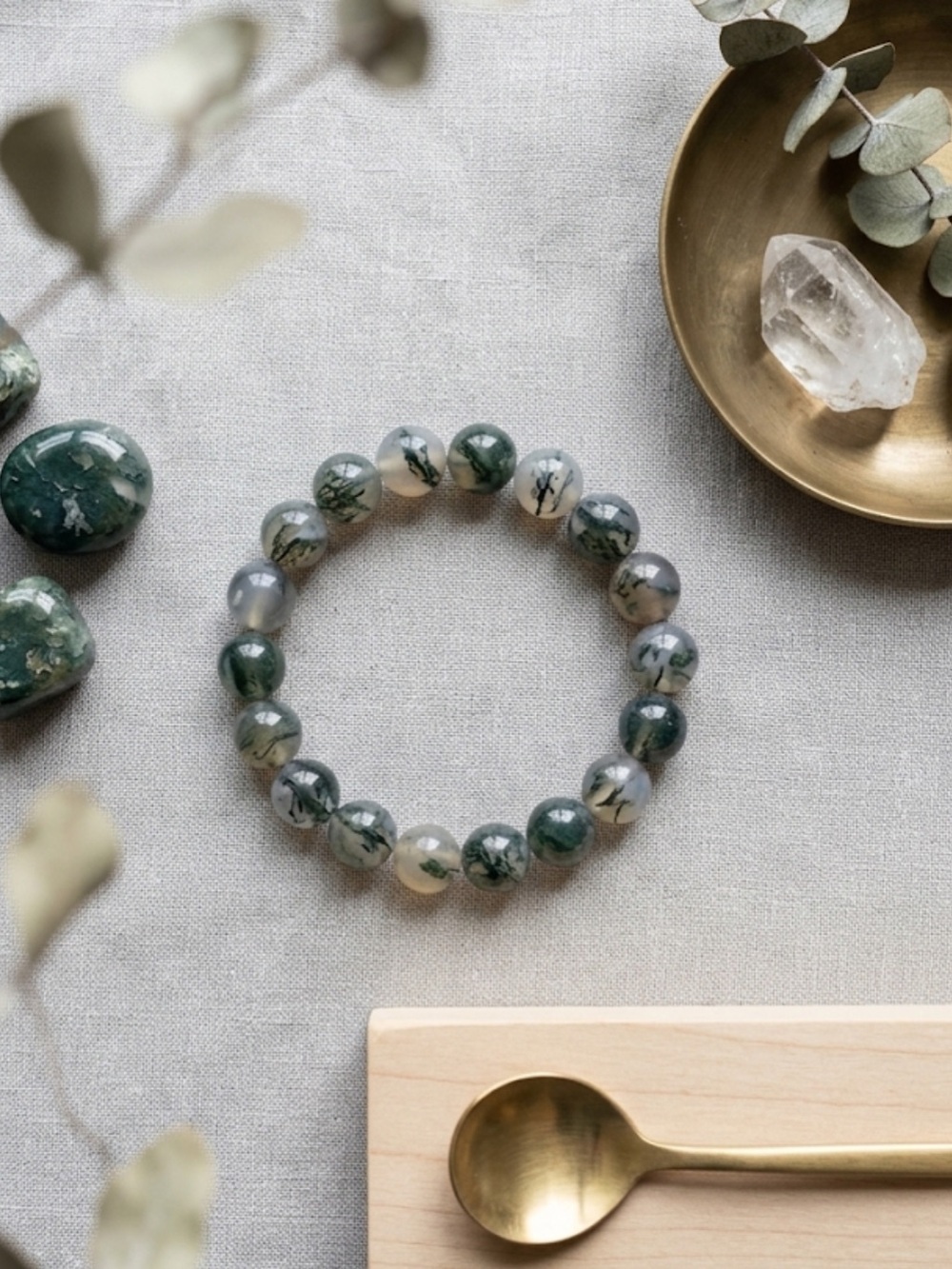 Grey Fire Agate Crystal Bracelet – 10mm Beads‎ | Natural Stones | Healing Energy